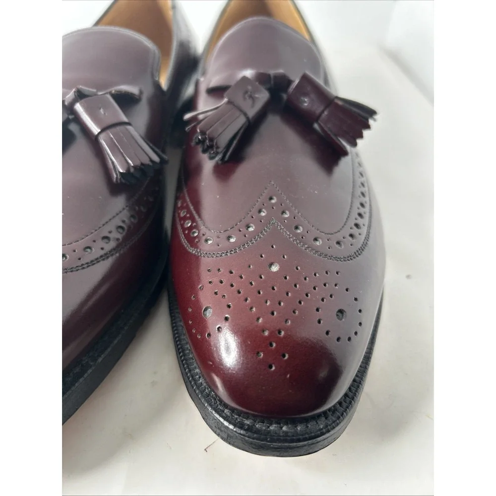 Johnson & Murphy Aristocrat Deerfield Wing Tip Tassel‎ Oxford Sz 12 Burgundy